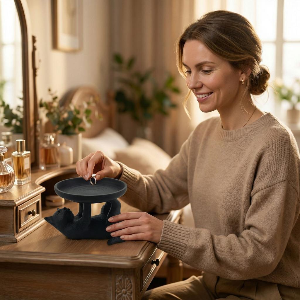 Cat Shaped Jewelry Tray Desktop Organizer Small Storage Dish for Rings Earrings and Accessories Decorative Desk Catchall