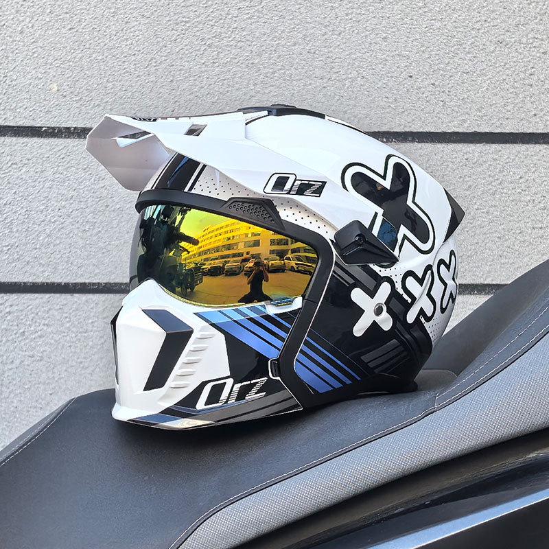 Orz Black Warrior Retro Motorcycle Helmet - Versatile Half/Full Helmet for Men & Women