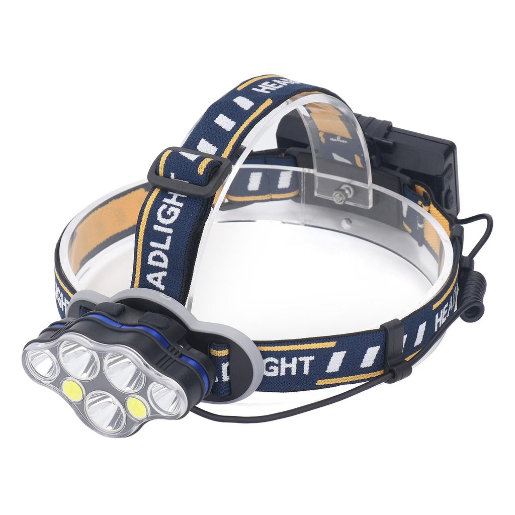 7 Core Headlight Long Range USB Rechargeable Headlamp Outdoor Work Light IPX4 Waterproof Built In Ba