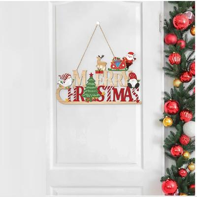 Arquiel Natal Decoração de Arte de Parede de Madeira Natal Xadrez Papai Noel Pendentes de Parede de Madeira Placa de Madeira Rústica Sala de Estar Quarto Varanda Decoração de Porta