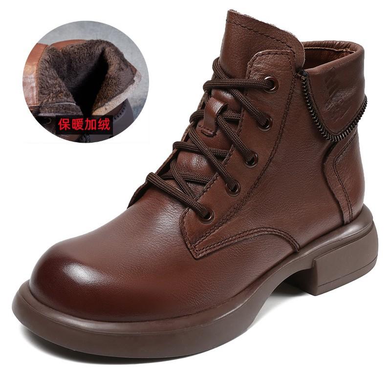 

Зима 2025 Новые британские ботинки Мартина на шнуровке, на молнии, модные ботинки в стиле ретро, кожаные, на среднем каблуке, женские ботинки 40