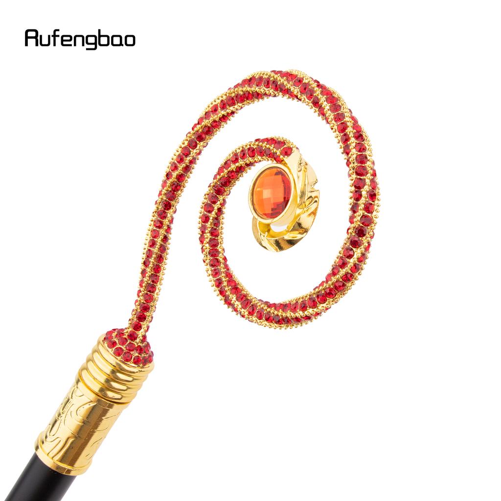 Golden Red Hanger Red Diamond Fashion Stick Decorative Cane Elegant Fashion Cane Cosplay Alloy Crosier Vintage Stick 90cm