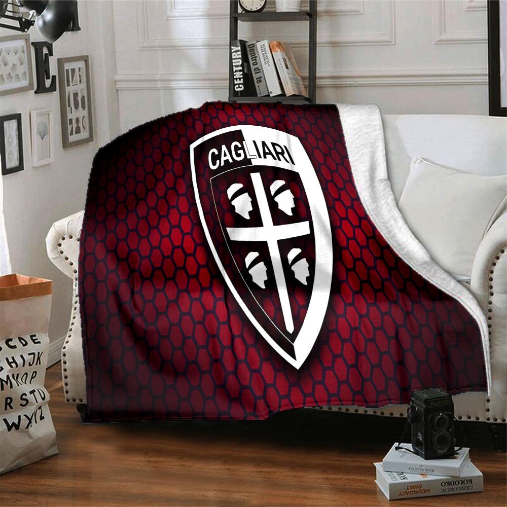 Cagliari Fußball Club Wappen Flanelldecke, Weiches Polyester, Modernes Design, Ganzjahres für Camping, Reisen, Geschenke für Feiertage oder Geburtstage
