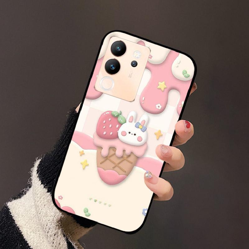 For Vivo V30 Lite 5G Case Fashion Cat Astronaut Flower Phone Bag For Vivo V30Lite 5G Luxury Protector Fundas Black Coque