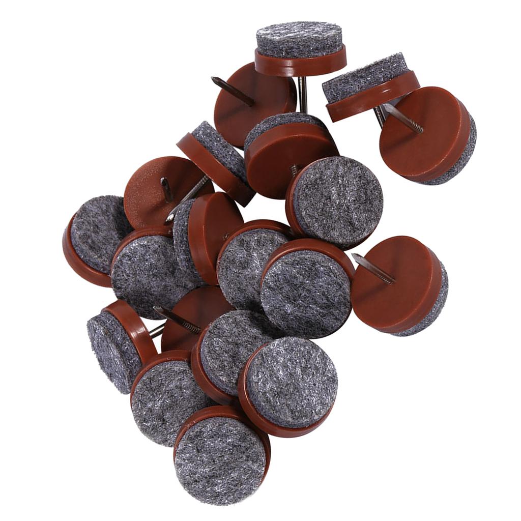 20x Furniture Table Chair Leg Floor Felt Pad Skid Glide Slide Nail Protector Brown 24mm