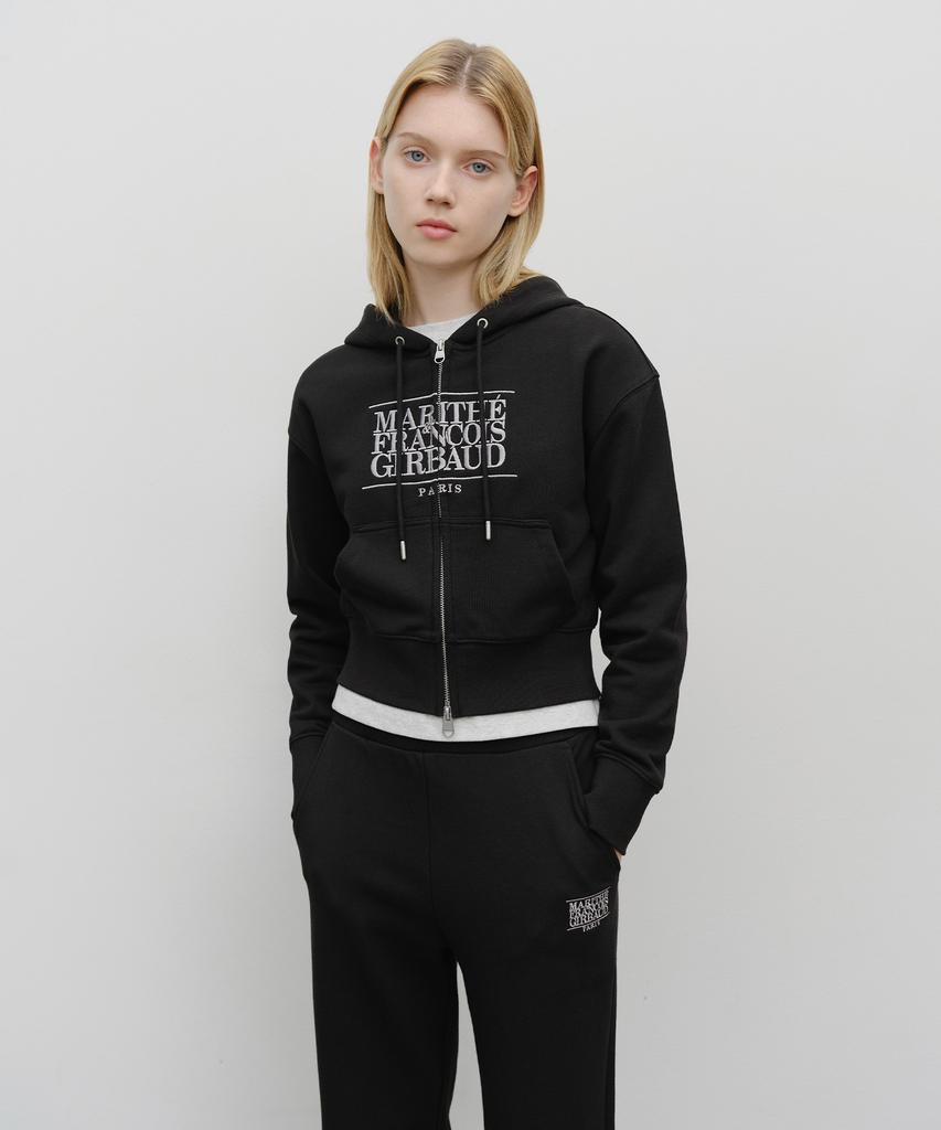 Marith + Franois Girbaud W Embroidery Classic Logo Crop Hoodie Zipup Black