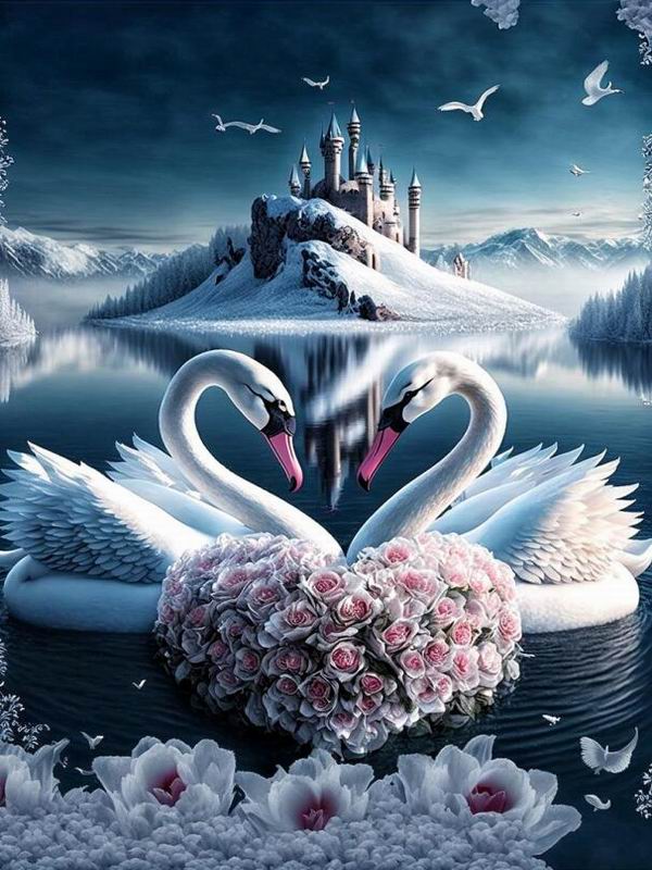 Love Swan Lake Diamond Painting New Arrivals Animals Flower Diy Full Square Round Drill Rhinestone Embroidery Rose Mosaic Cross Stitch Kits Wall Decor