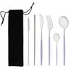 7-teiliges Edelstahl-Besteckset für 1 Person mit Strohhalm, Tragbares Reise-Besteckset, Messer-Gabel-Löffel Essbesteck-Sets für Büro/Party/Camping/Picknick