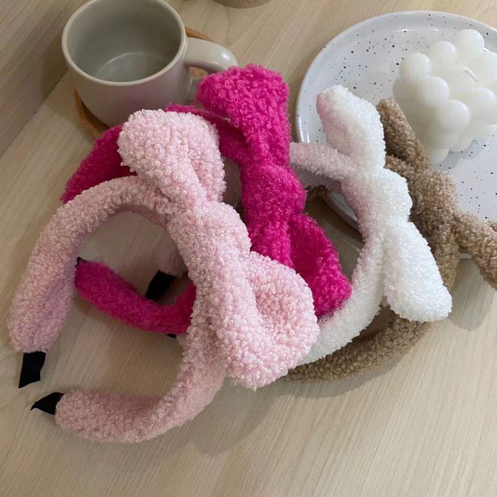 

Trendy For Girls Headband Wash Face Red Korean Head Wrap Plush Hairbands Big Bow Women Hair Hoop