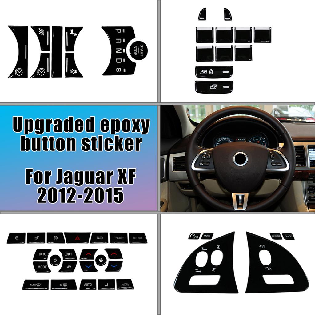 For Jaguar XF Button Stickers Black Covers 2012 to 2015 For Jaguar X250 Car Accessories Interior AC Gear Switch Repair Decals