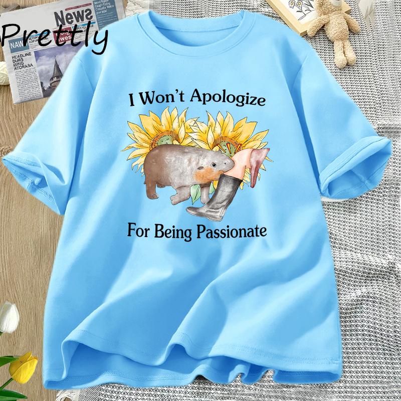 

I Wont Apologize Moo Deng T Shirt Women Casual Cotton Short Sleeve Tshirt Unisex O Neck Tshirt Rap Hippo Tees Womens Clothes 4XL