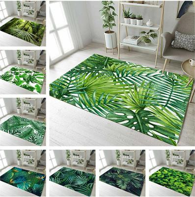 Tappeto Estivo Hawaiano con Foglie Tropicali Tappeto con Foglie di Palma per Soggiorno Camera da Letto Decorazione Tappetino Verde per Pavimento Zerbino per Ingresso