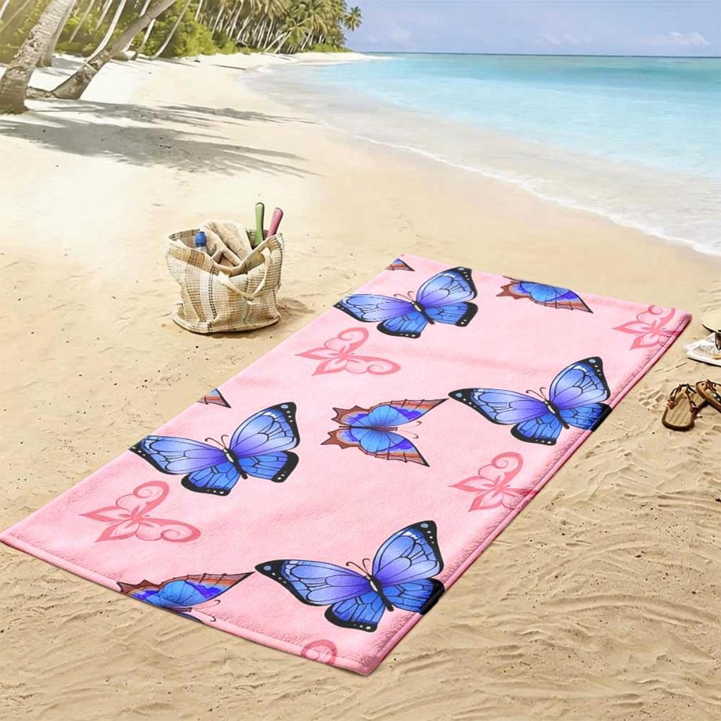 1pc Butterfly Print Beach Towel, quick-drying & portable. Soft unisex towel for swimming, camping, beach and pool use