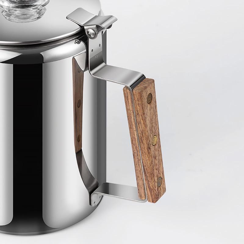 9-Cup American Style Stainless Steel Coffee Maker for Indoor/Outdoor Use - Convenient Camping Water Boiler