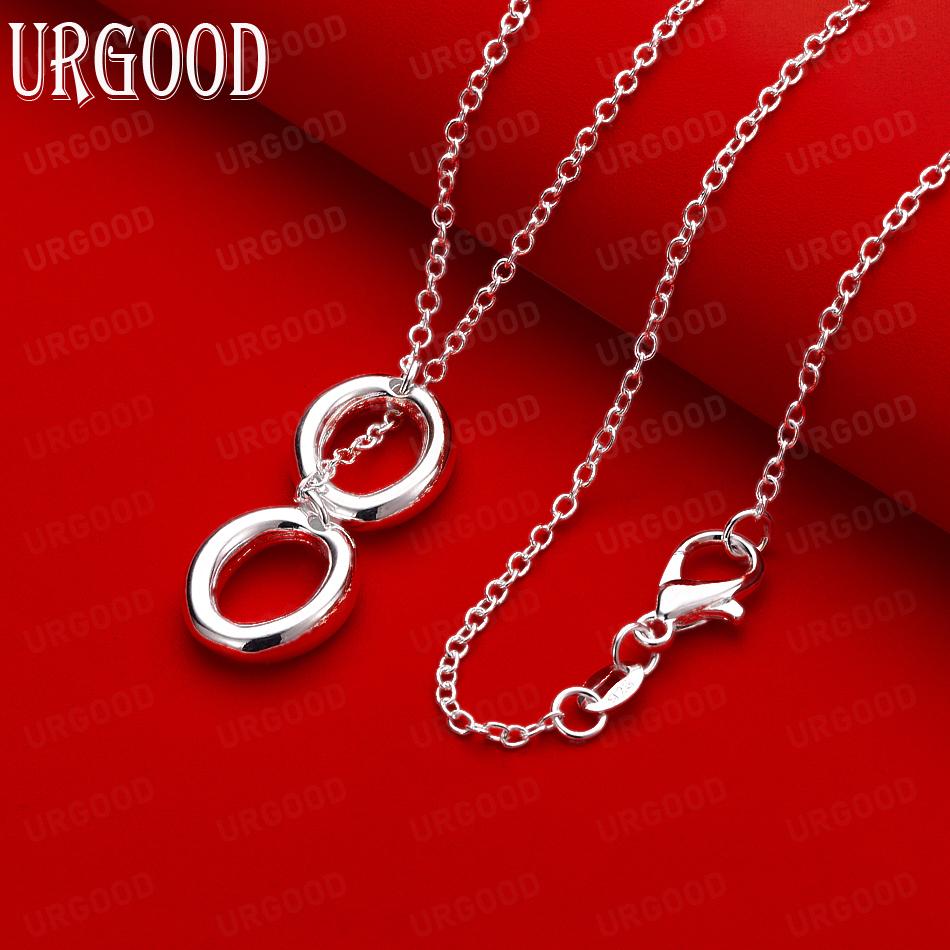 Stylish Double Interlocking Necklace In 925 Sterling Silver - Exquisite Party Jewelry 45cm