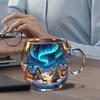 Christmas Transparent Painted Glass Mug 300ml Christmas Theme Coffee Cup Stocking Stuffer Coffee Mug For Hot Cocoa Latte