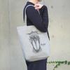 SOTONEKO JAPAN Tote Bag, Shoebill Design, Shoulder Bag, A4 Size, Vertical, Gusseted, Cotton, Men'sWomen's, Gray, Line Art Illustration