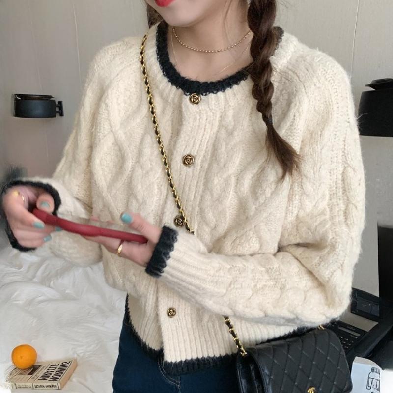 

Весна Осень Корейско-Французский Ретро Ленивый Стиль Мягкий Вязаный Свитерок Топ для Женщин One Size белый