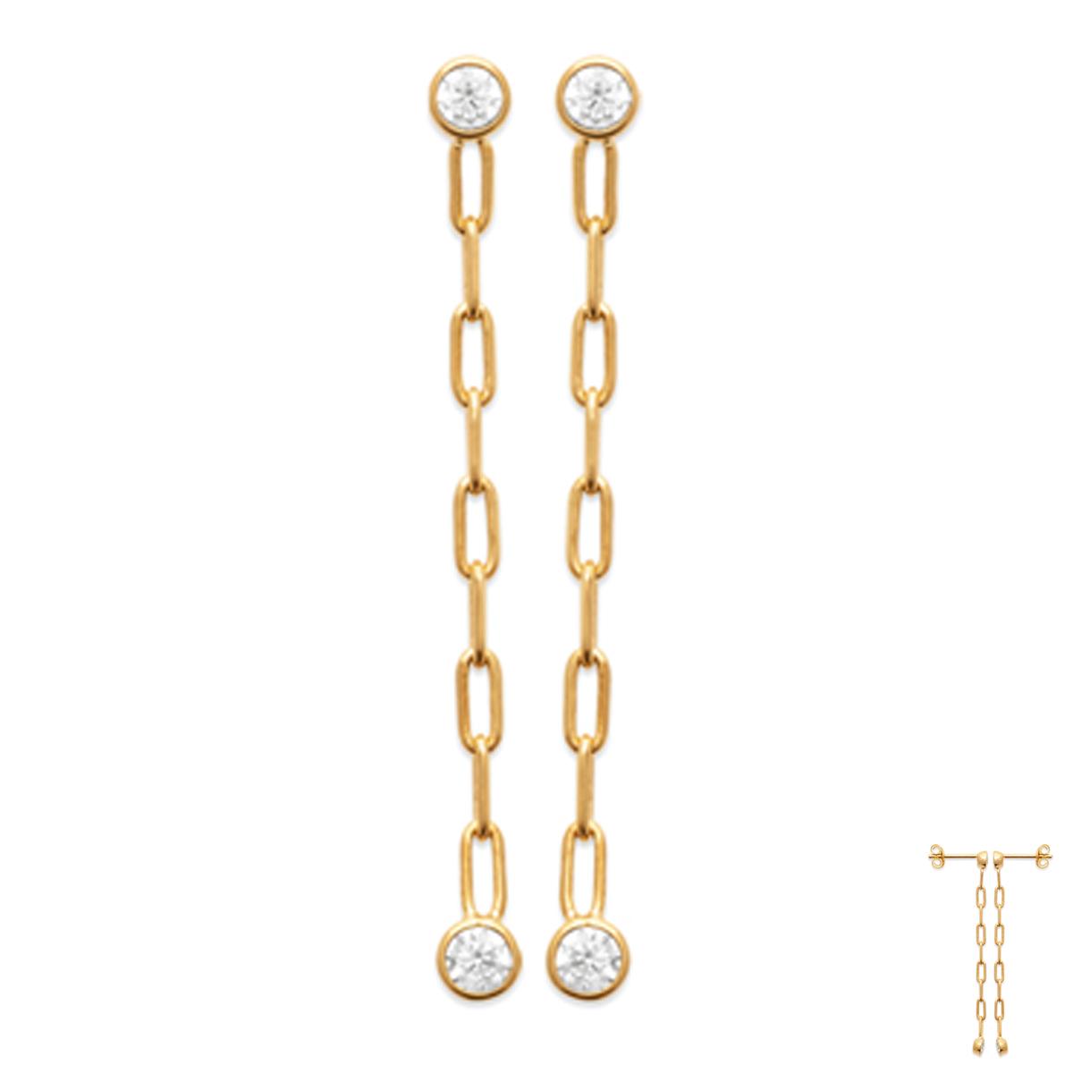 

Les Trésors De Lily [R5801] - Позолоченные серьги «Клеопатра», белое золото - 40x3 мм (тромбон)