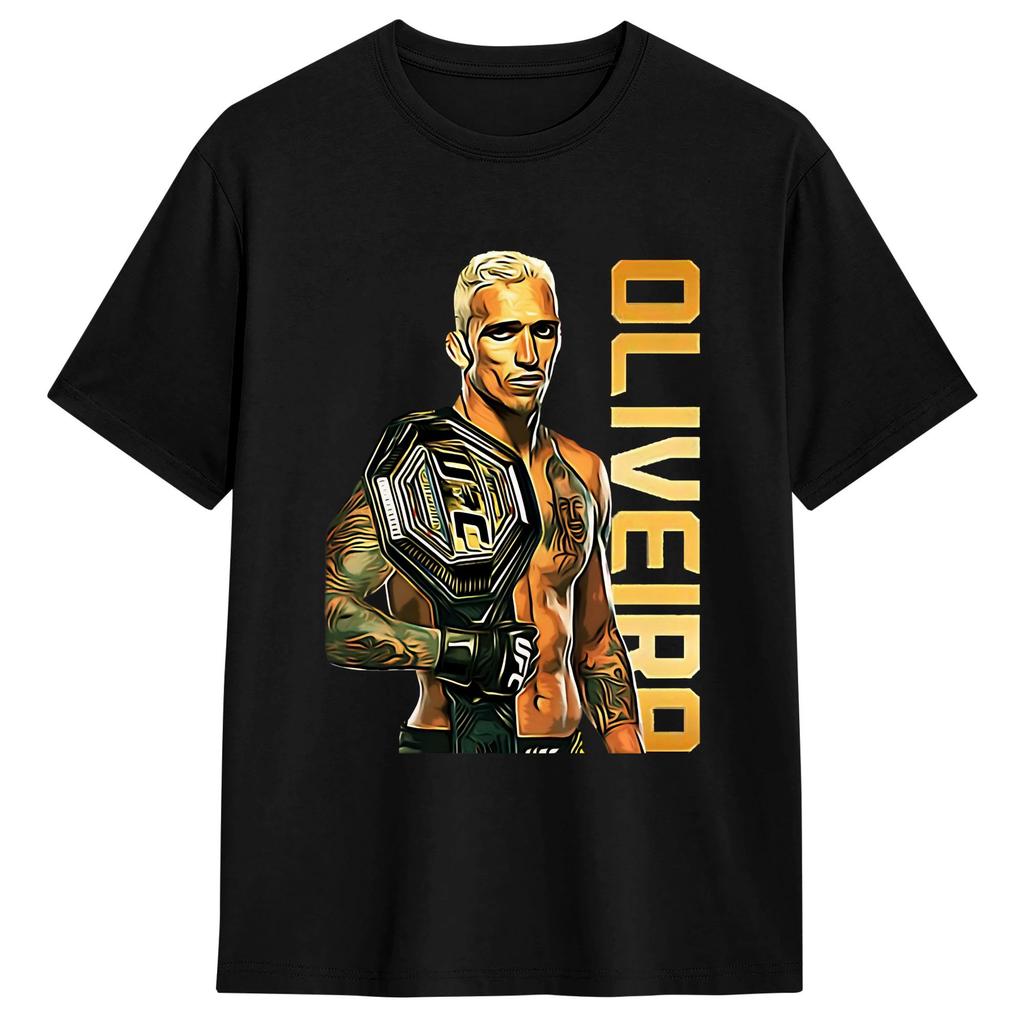 Charles Oliveira TShirt Beach Cotton T Shirts For Men Harajuku Custom Logo Tshirt Short Sleeve Street Style Tees