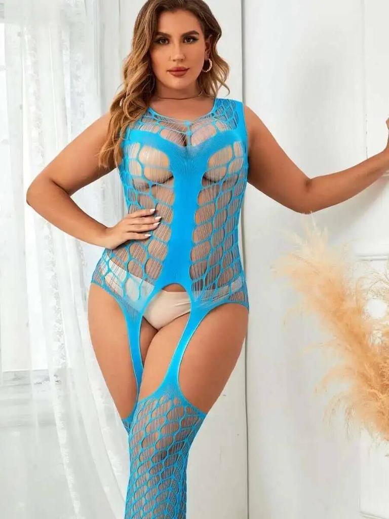 New Women Sexy Lingerie Fishnet See Through Bodysuit Hollow Out Erotic Costumes Pantyhose Ultra-Thin Tight Ladies Full Body 1KJO