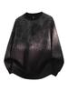 ACU Menswear Men's Gradient Distressed Round Neck Hoodie - Autumn/Winter 2026 Plus Velvet Heavyweight Loose Trendy Top