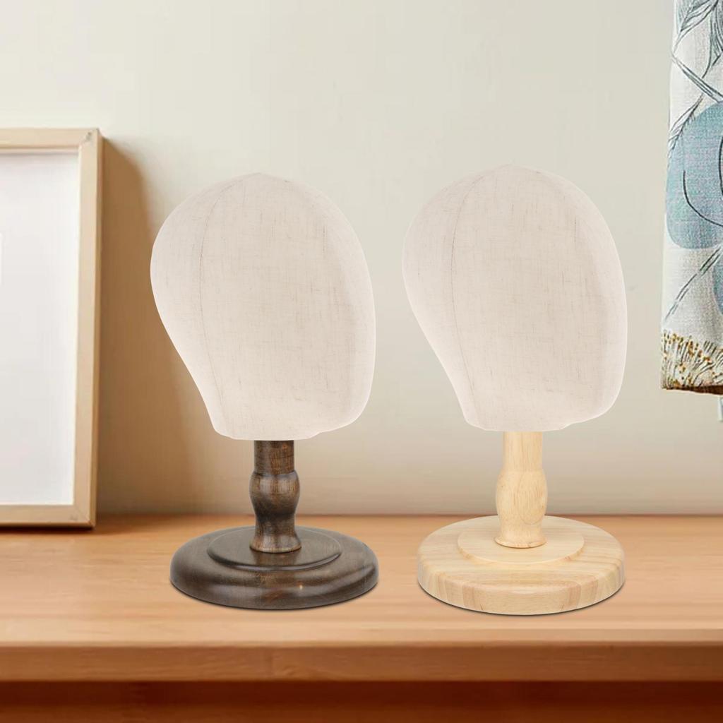 Mannequin Manikin Head Wooden Base Multi Purpose Kids Hat Rack Hair Wigs Hat Display Holder Stand Wigs Display Model for Home