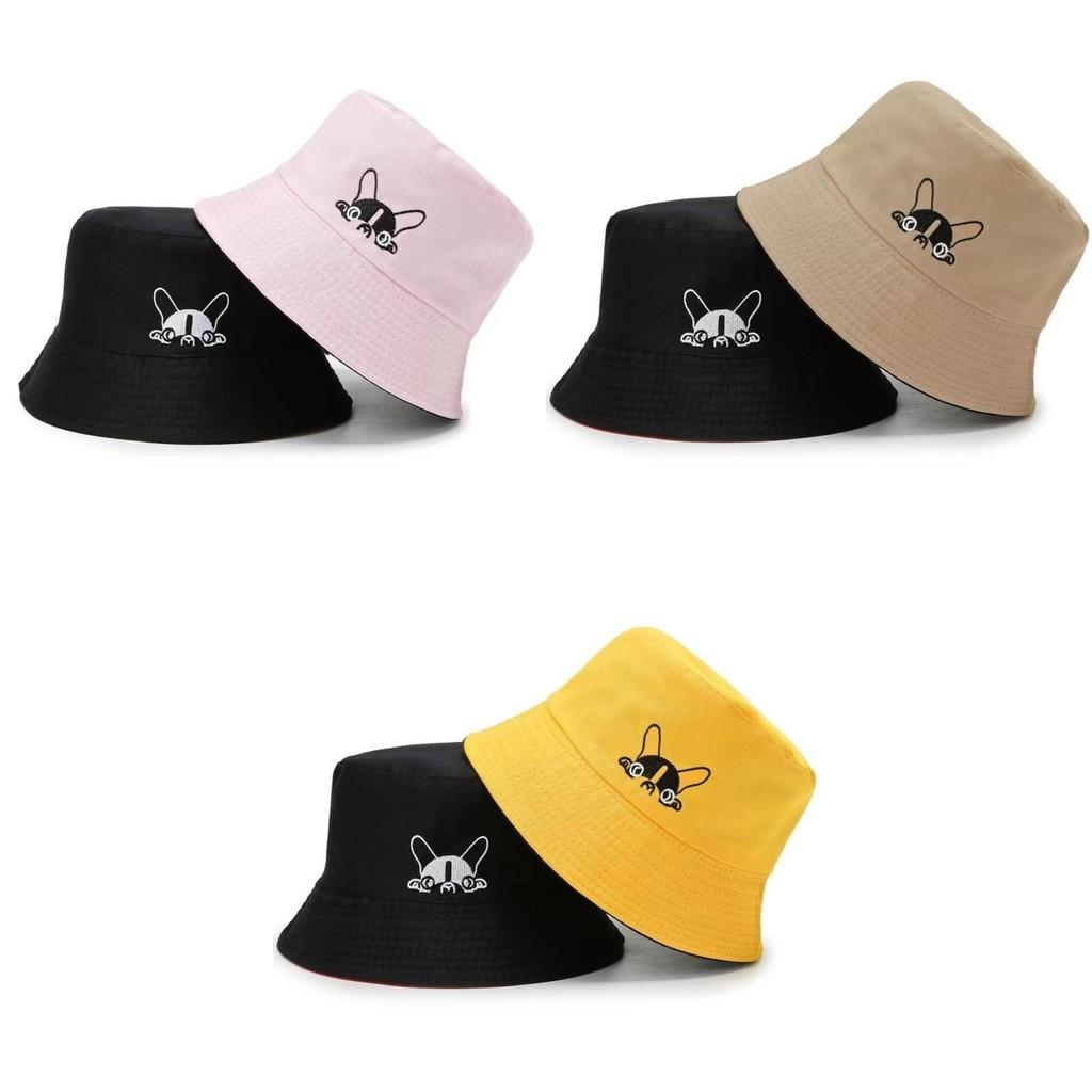 Double Faced Dog Print Fisherman Hat Lightweight Sun Protection Cap Gift Cute