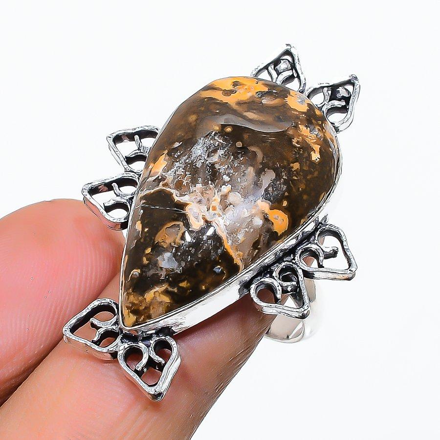 

Ocean Jasper Gemstone 925 Sterling Silver Jewelry Ring Size Adjustable SU-10518