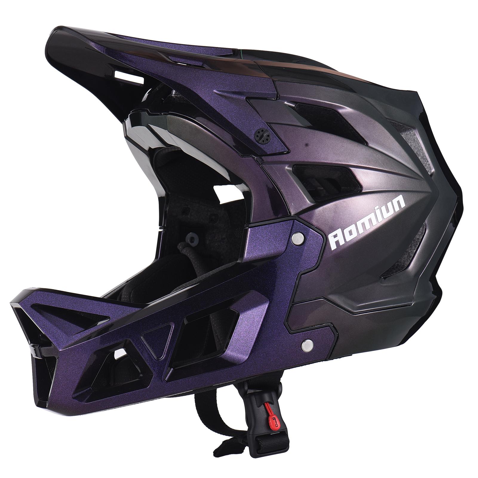 

Шлем для горного велосипеда на все лицо для мужчин с козырьком, подкладка из пенополистирола, легкий, дышащий, для пересеченной местности Purple L【59-61CM】