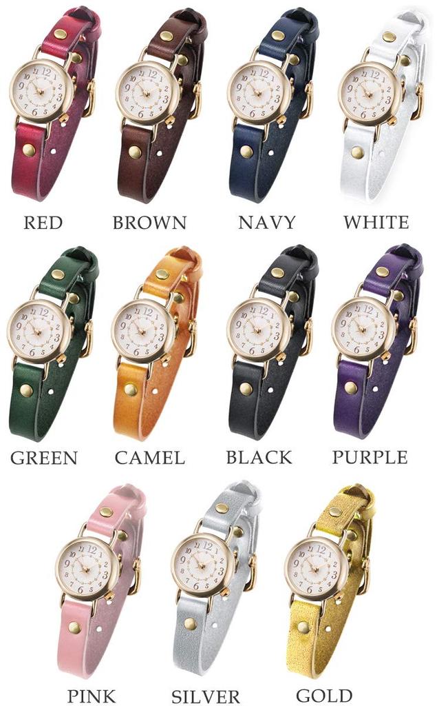 Rebic Damen-Armbanduhr, hergestellt in Japan, Quarz, batteriebetrieben, Lederarmband, Braungold (Braun)