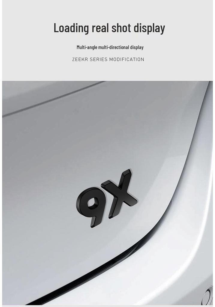Black Decorative Covers for Zeekr 9X Car Logos - Front & Rear Metal Protection Accessories
