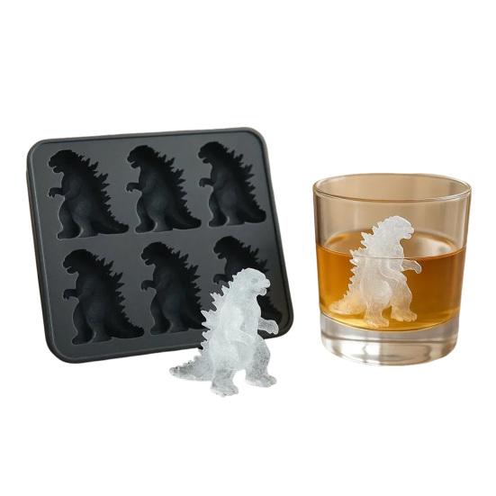 Ice Cube Mold Food Grade Silicone Ice Tray 6 Cavity Dinosaur Shaped Ice Maker Easy Fill Release Party Cocktail Accessory
