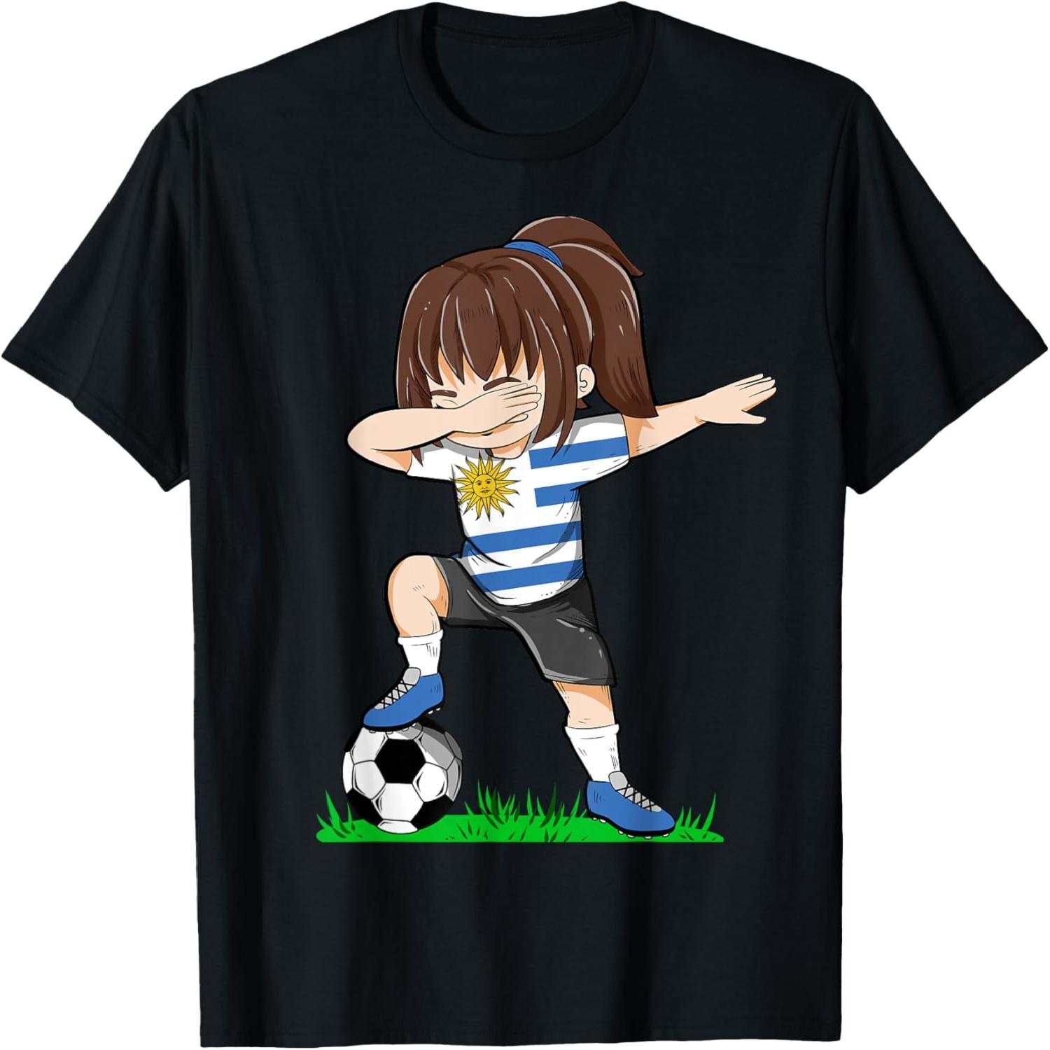Soccer Uruguay Jersey Shirt Uruguay Flag Football Girls Dab T-Shirt S