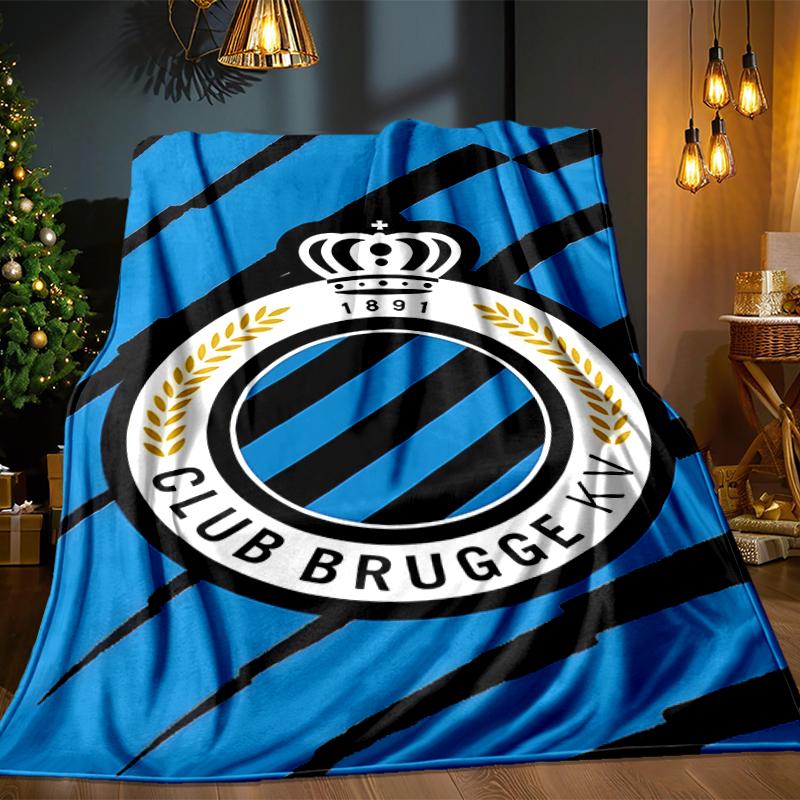 Coperta con Stemma FC Brugge Leggera Ideale per Letto Perfetta per Viaggi, Campeggio, Soggiorni, Uffici, Divani, Regalo di Natale per tifosi