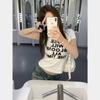 Letter Slim Short Sleeve T-Shirt Women's Spring and Summer New Korean Skinny Black Bottom Shirt