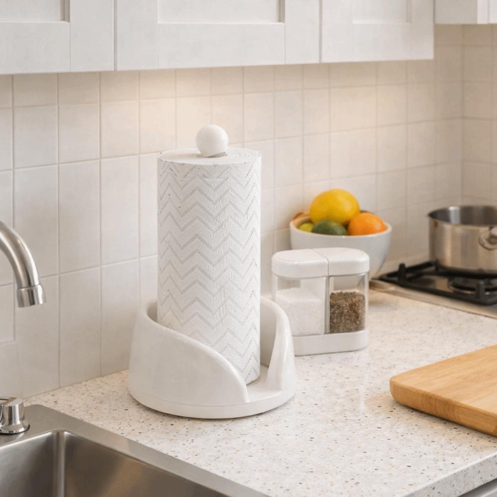 Stainless Steel Rotating Paper Towel Holder Plastic Paper Roll Stand Vertical Napkins Rack  Kitchen