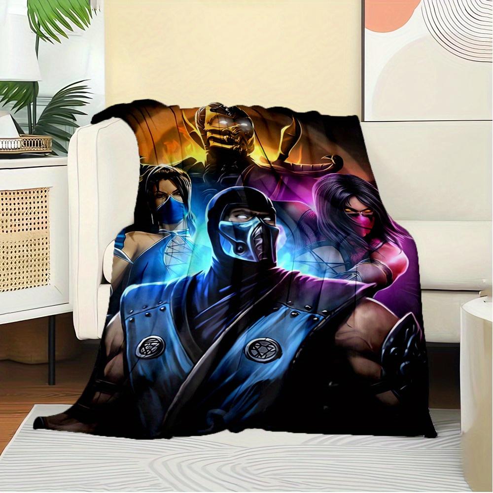 1pc Mortal Kombat,Sub-Zero,Mileena Digital Print Flannel Blanket - Contemporary Style, Suitable for All Seasons, Perfect for Home, Travel, O