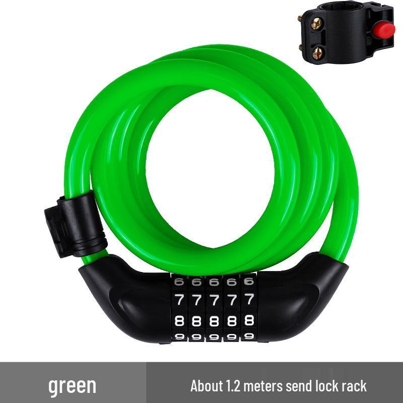 Five-Digit Combination Cable Lock for Bicycles and E-Bikes - Anti-Theft Steel Loop Lock for Mountain Bikes