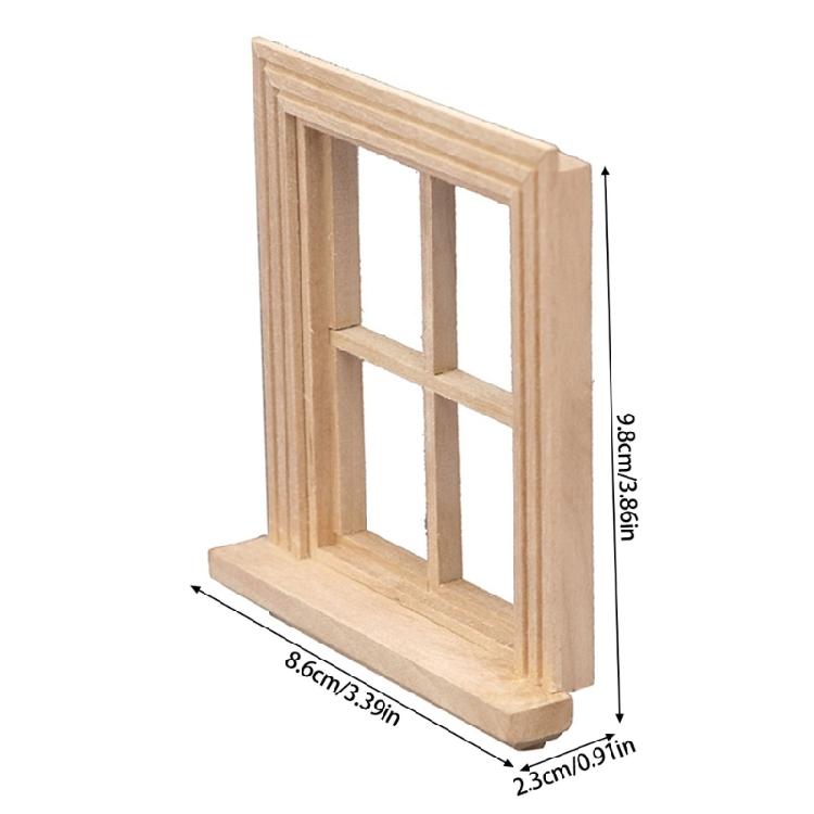 Premium Wooden Dollhouses Window Frame Wood Finish For Child Safe Creative Activities