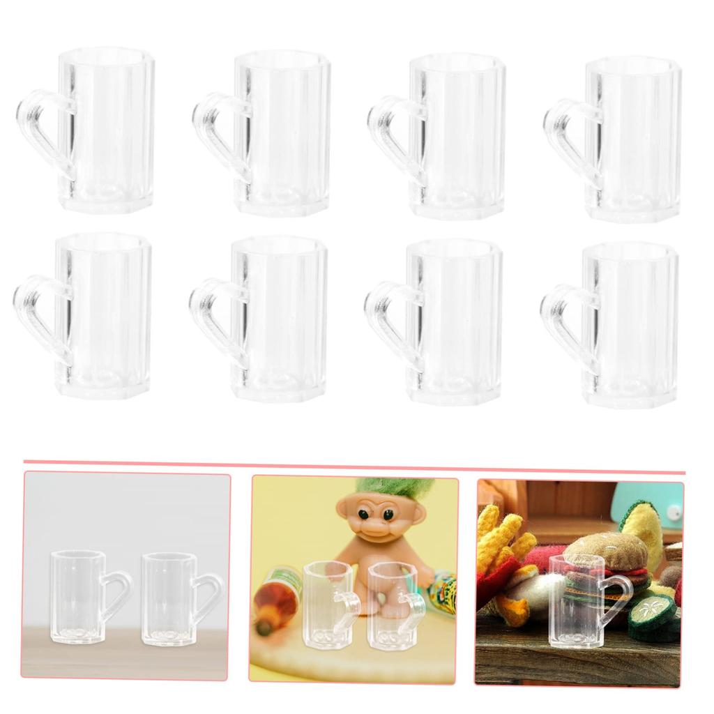 KOMBIUDA Set of 20 Miniature Beer Mugs, Clear Plastic, 1.5x1.0 Inch, for Dollhouse, Photo Props, Model Decoration, Mini House Decoration