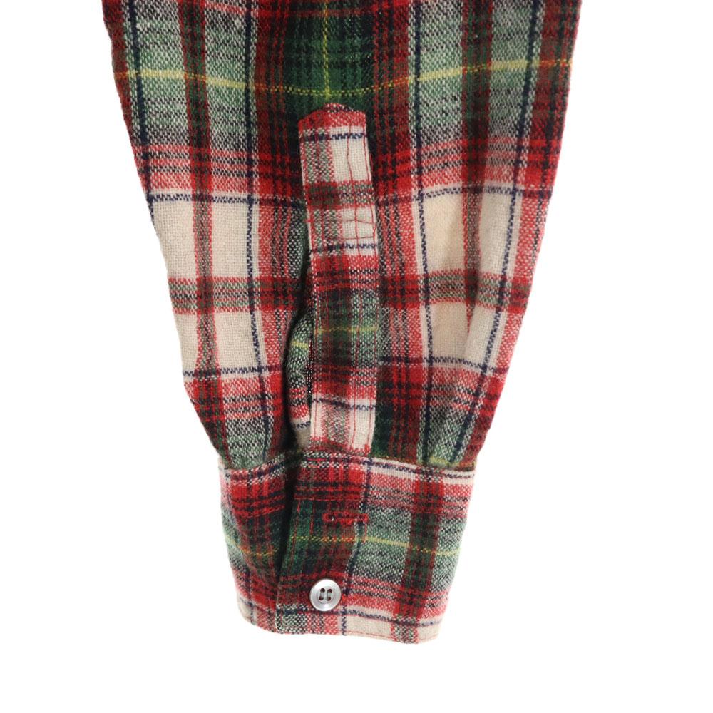 WESTERN GENTLEMAN 70s Wool Blend Flannel Vintage Check Pattern Long sleeve skipper shirt Men's Used
