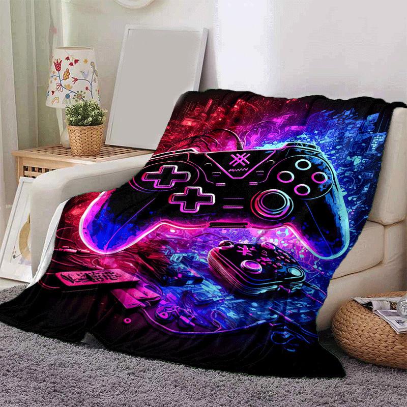 1 st Gaming Neon Tryck Lätt Flanellfilt, Bekväm och Varm Filt, för Camping Bäddsoffa och Soffa Kontor, för Alla Årstider
