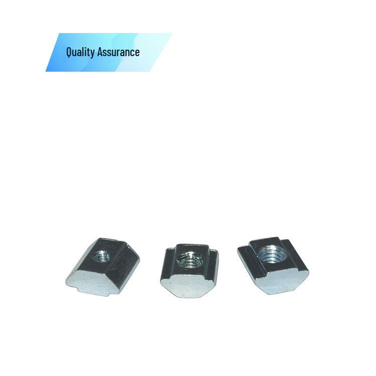 Euro Standard CNC Aluminum Profile Slider Nut, National Standard Square Nut, Nickel Plated, Blue/White Zinc Finish.