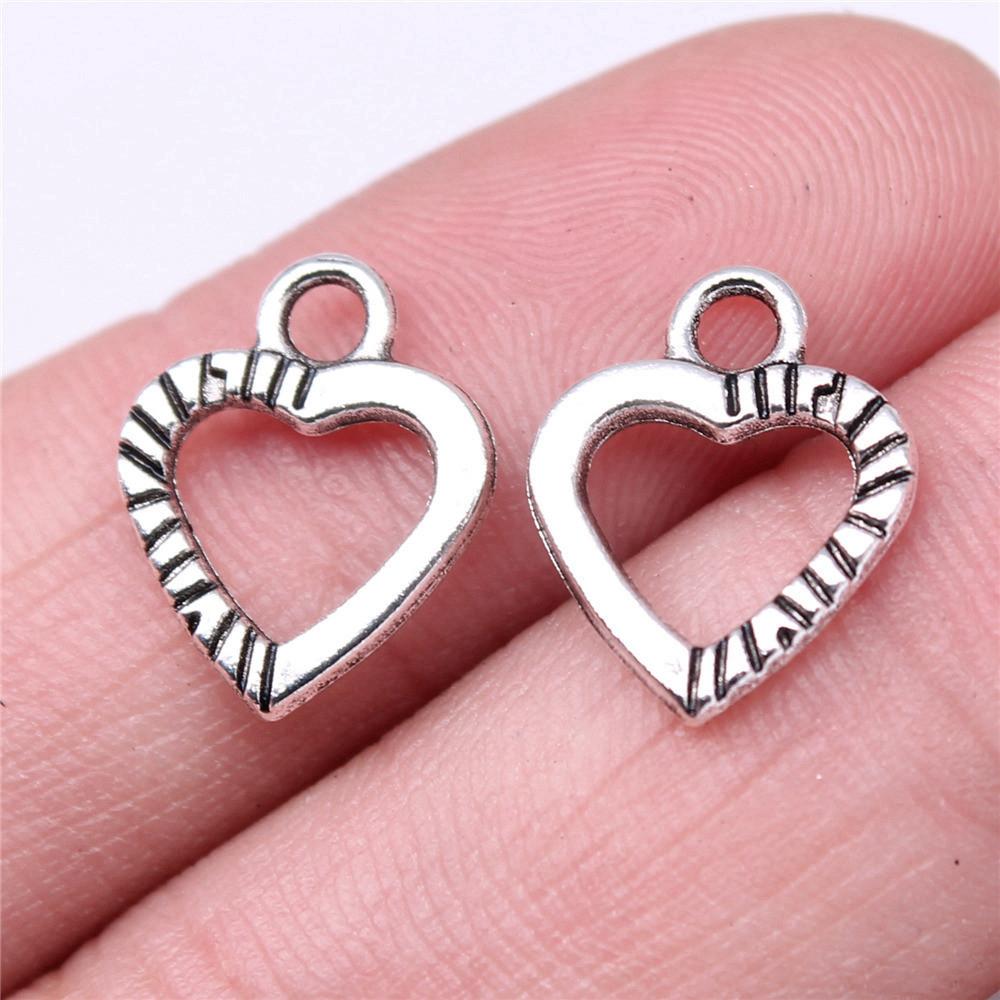 Charms Openwork Heart Pendants Vintage Jewelry Supplies QC068