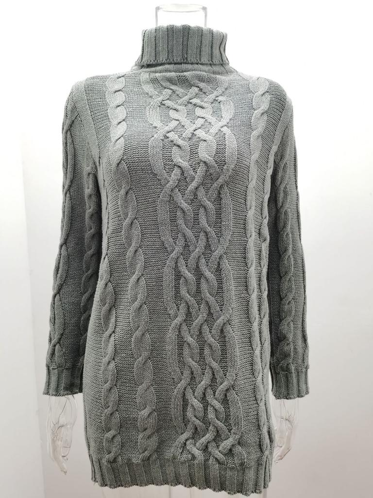 Autumn Winter Thicken Sweater Dresses For Women Turtleneck Long Sleeve Knitted Retro Sweaters Ladies Pullovers Sweater