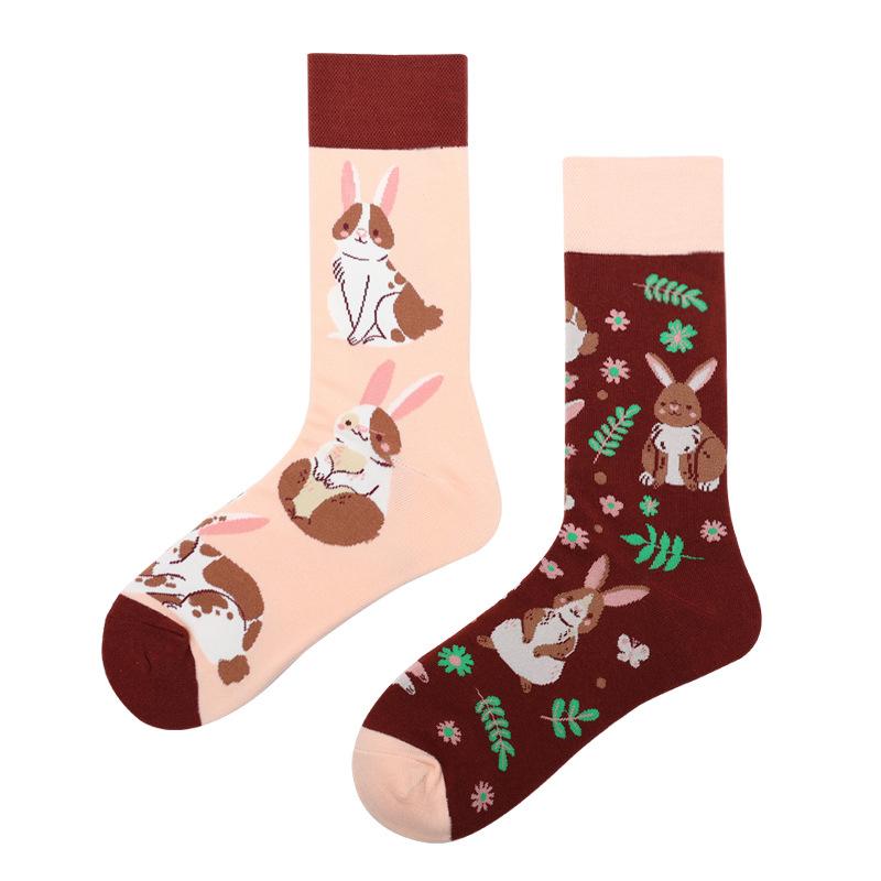 Mandarin Duck Men's and Women's Socks Original AB Trendy Socks Medium High Tube Socks Flower Fruit Animal Cartoon Cotton Socks