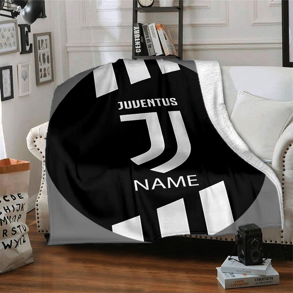 Custom Name Juventus Badge blanket for Couch & Bed, Plush Cozy Fuzzy Blanket Super Soft & Warm Blankets for Fall and Winter. 0908255