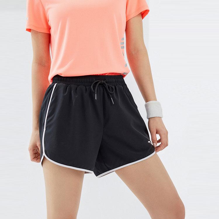 Anta Training Series SS22 Running Solid Color Ice Silk Fitness Training Shorts Women Shorts Black 962227302-4