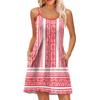 Fashion Women Summer Dress Vintage Floral Print Adjustable Spaghetti Straps Beach Vacation Casual Dress With Pockets